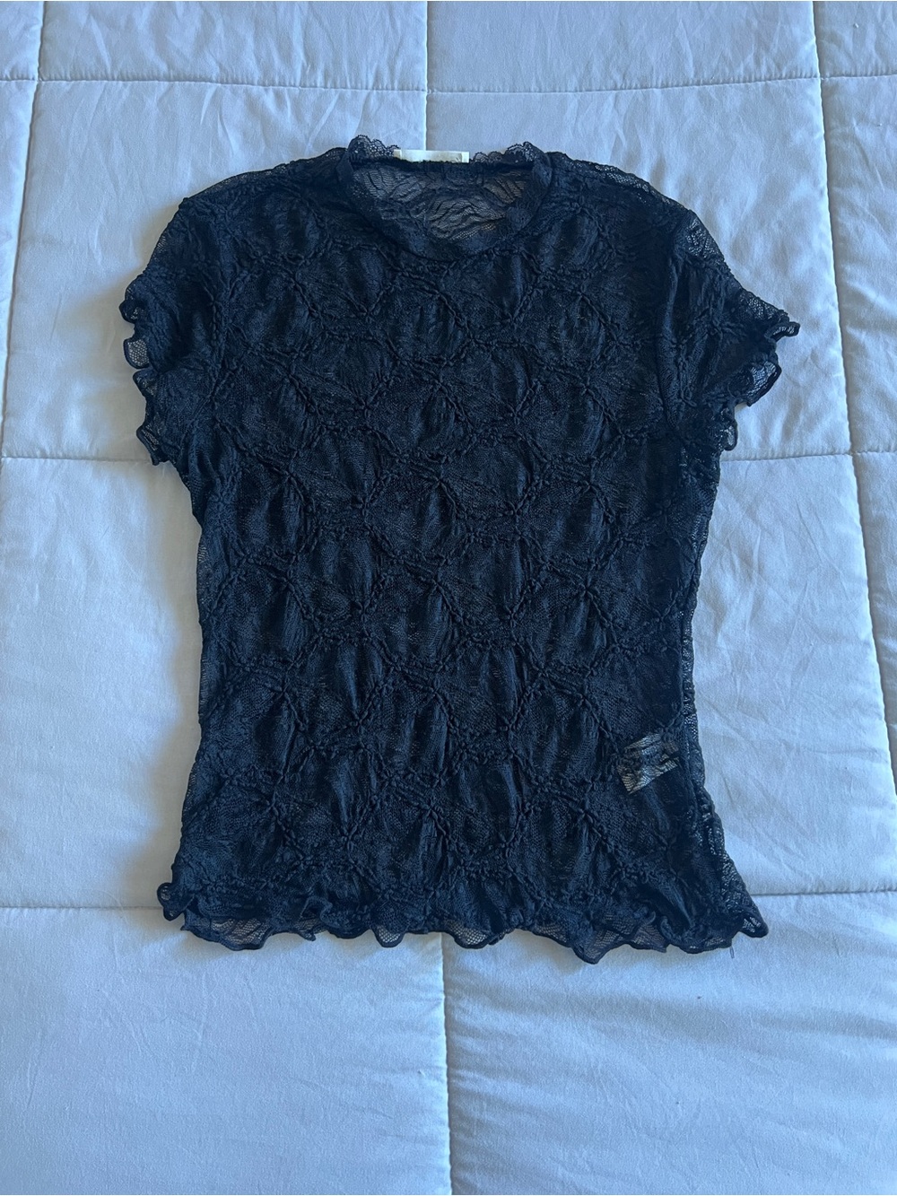 Timing Lace Mesh Short Sleeve Top